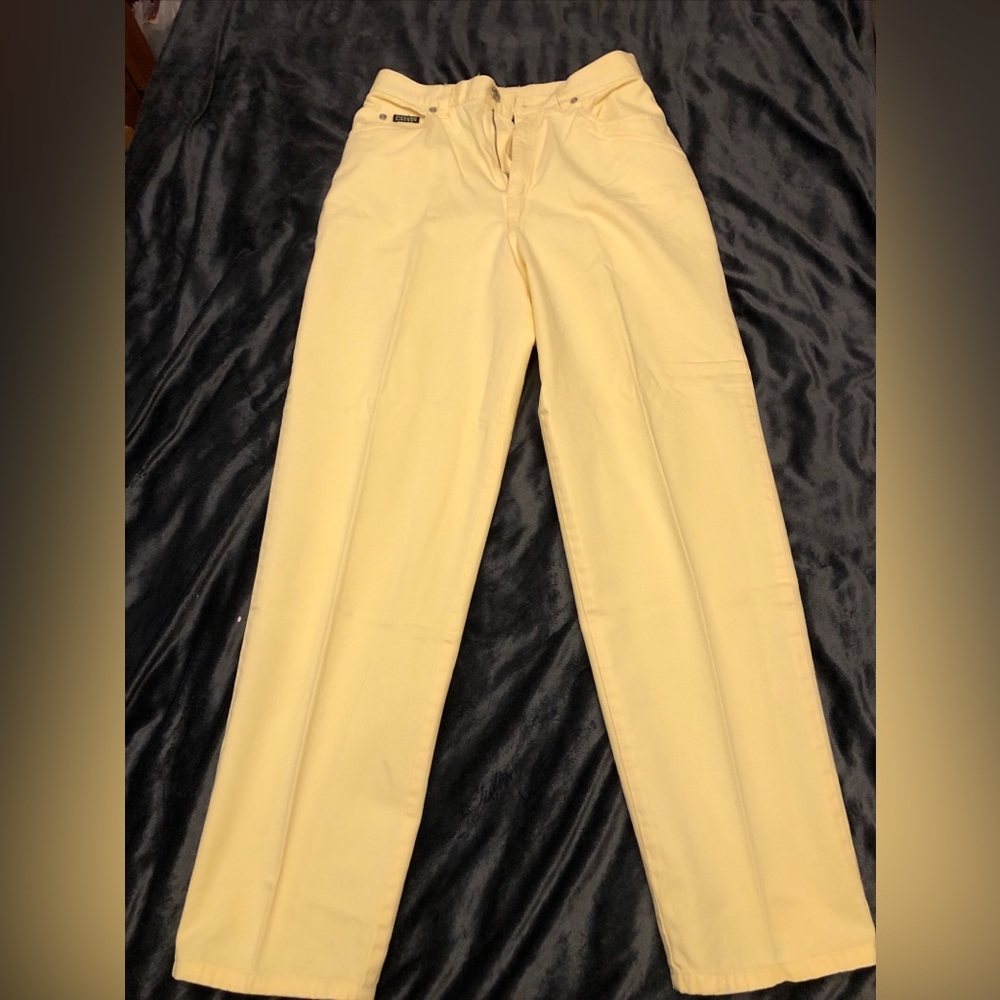 Lauren Ralph Lauren Yellow Dress Pants Straight Cotton Size 6 Zip Solid